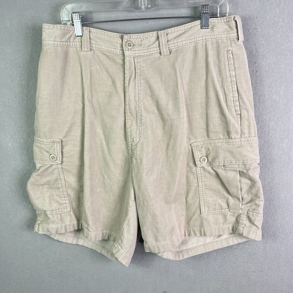 VINTAGE Ralph Lauren Polo Corduroy Cargo Shorts Mens 36 Beige Khaki Pockets USA
